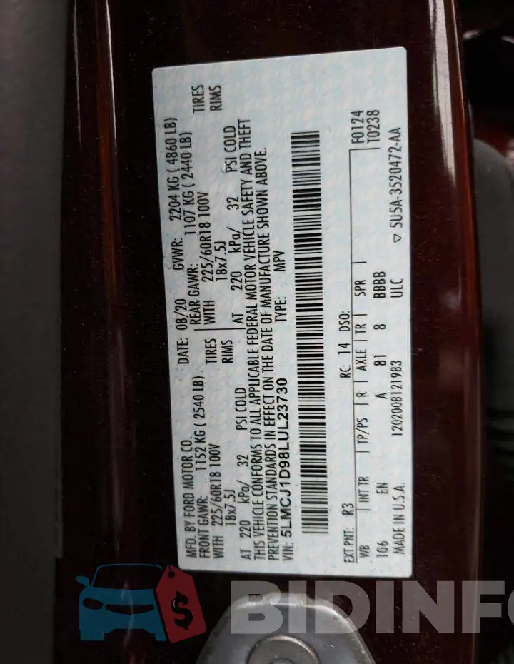 5LMCJ1D98LUL23730 Photo# 14