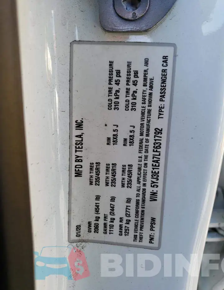 5YJ3E1EA7LF631792 Photo# 12
