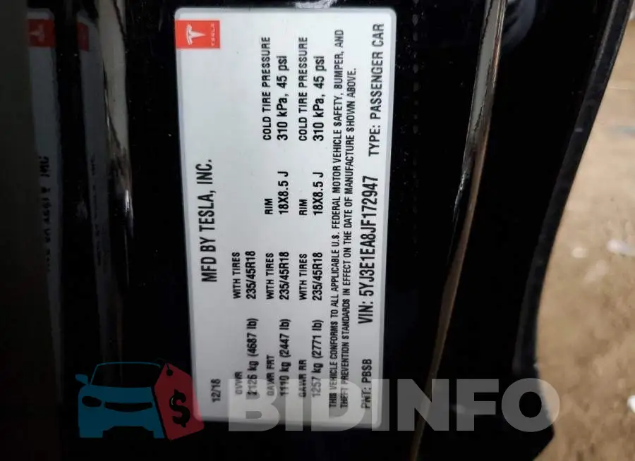 5YJ3E1EA8JF172947 Photo# 13