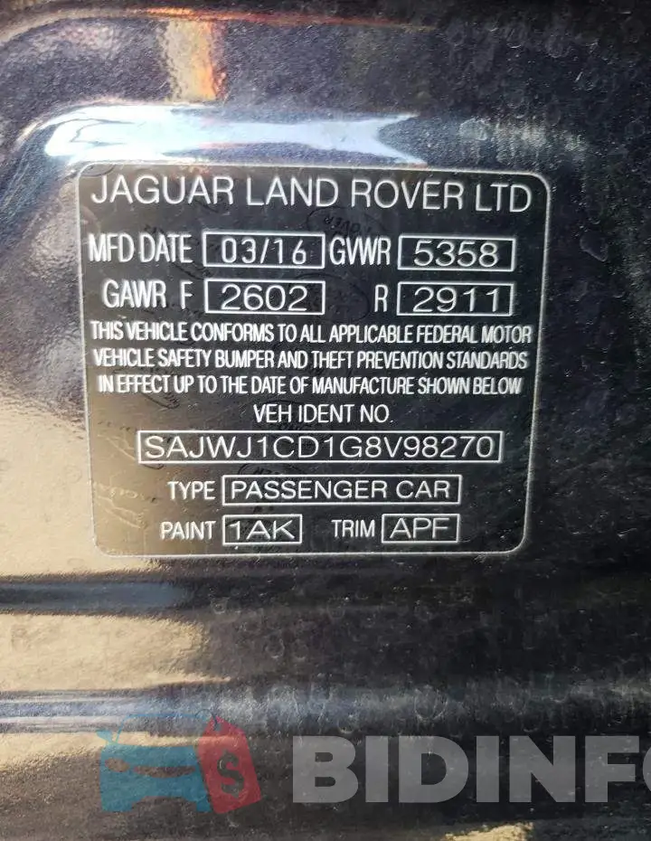 SAJWJ1CD1G8V98270 Photo# 12