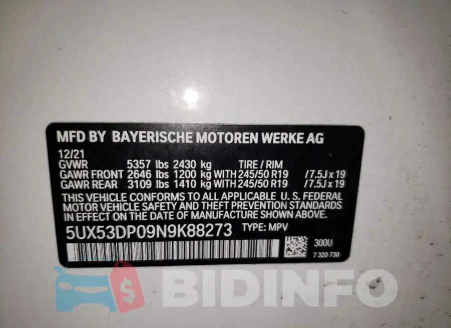 5UX53DP09N9K88273 Photo# 13