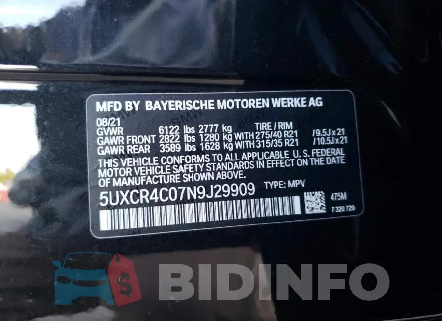 5UXCR4C07N9J29909 Photo# 12