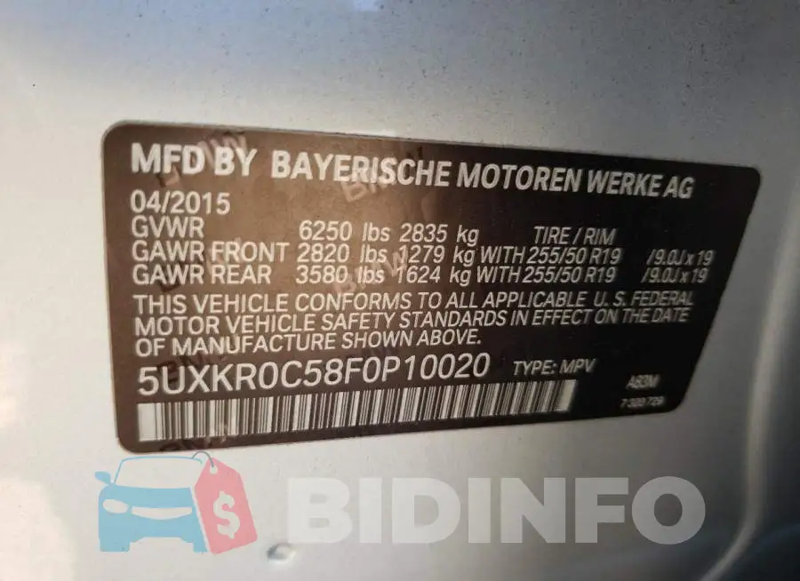 5UXKR0C58F0P10020 Photo# 10