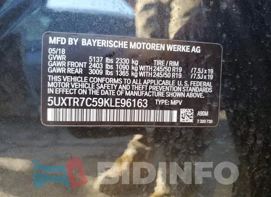 5UXTR7C59KLE96163 Photo# 13