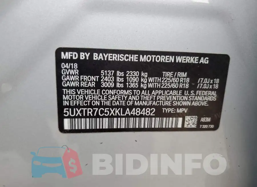 5UXTR7C5XKLA48482 Photo# 13