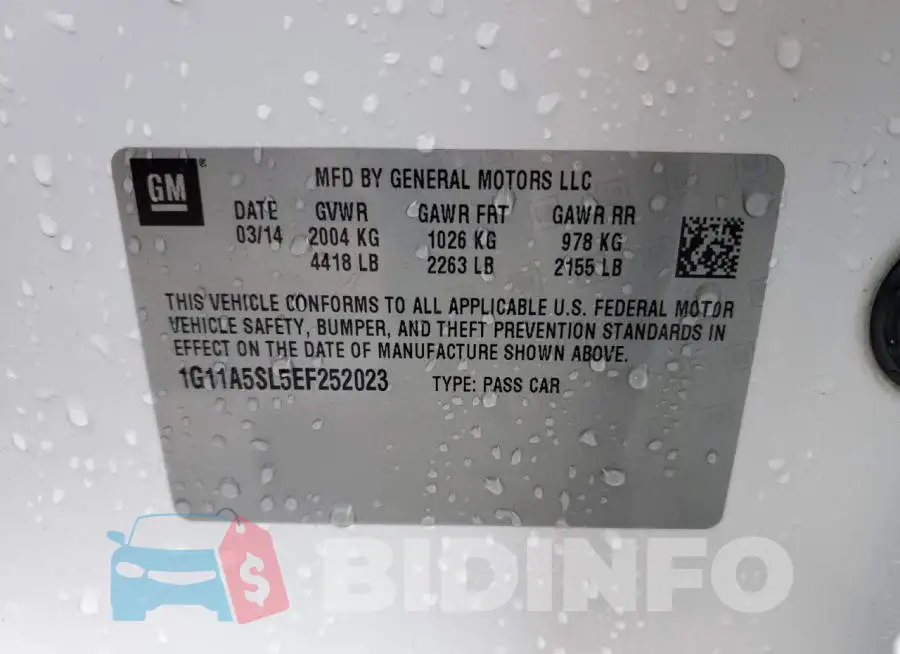 1G11A5SL5EF252023 Photo# 13