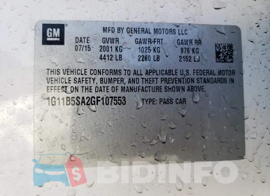 1G11B5SA2GF107553 Photo# 13