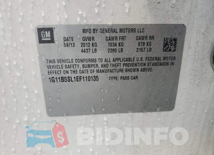 1G11B5SL1EF110135 Photo# 12