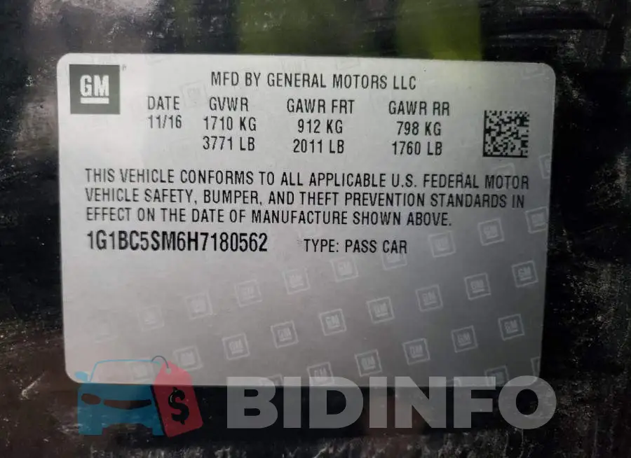 1G1BC5SM6H7180562 Photo# 12