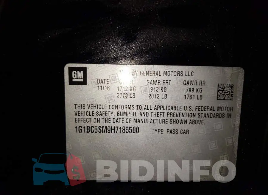 1G1BC5SM9H7185500 Photo# 12