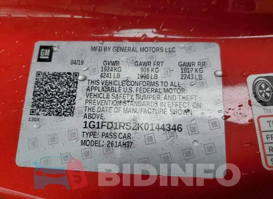 1G1FD1RS2K0144346 Photo# 13