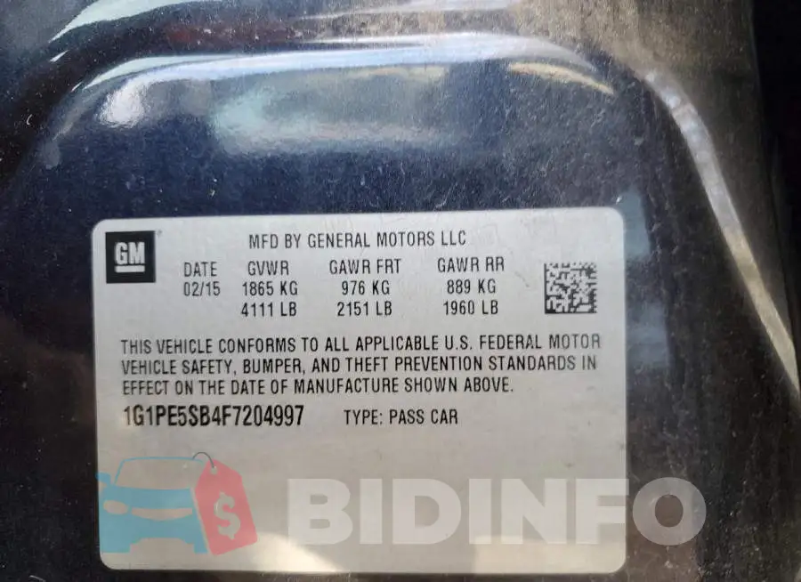 1G1PE5SB4F7204997 Photo# 12