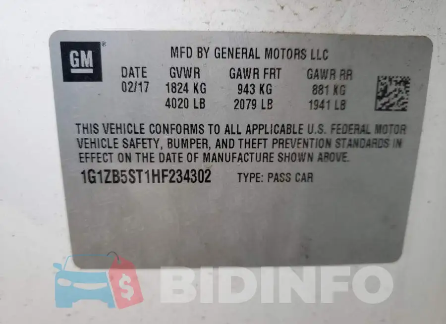 1G1ZB5ST1HF234302 Photo# 12