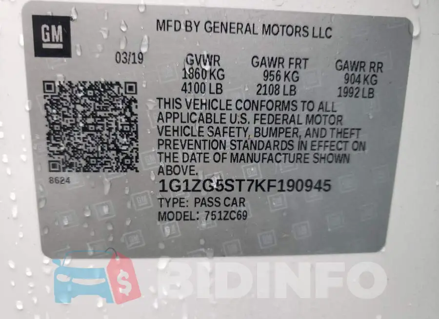1G1ZG5ST7KF190945 Photo# 13