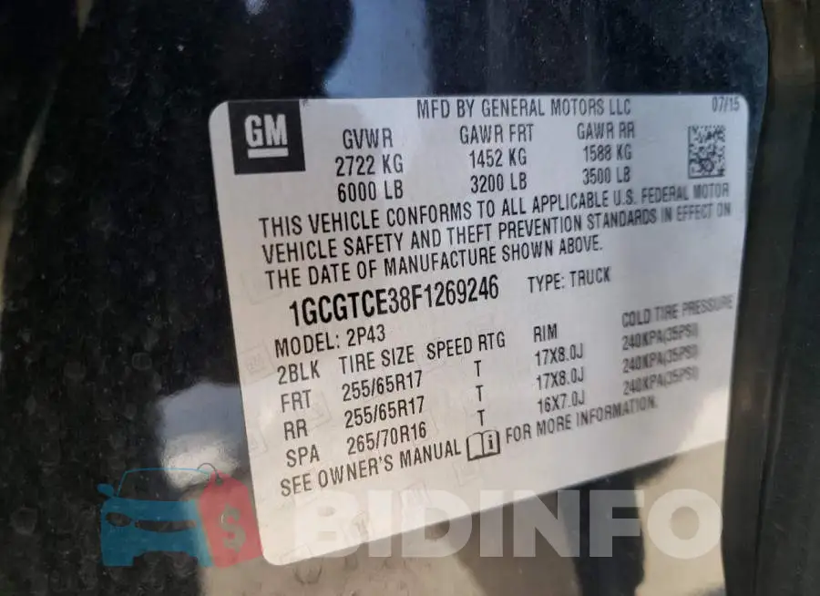 1GCGTCE38F1269246 Photo# 12