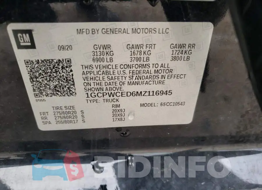 1GCPWCED6MZ116945 Photo# 10