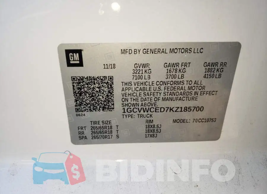 1GCVWCED7KZ185700 Photo# 12