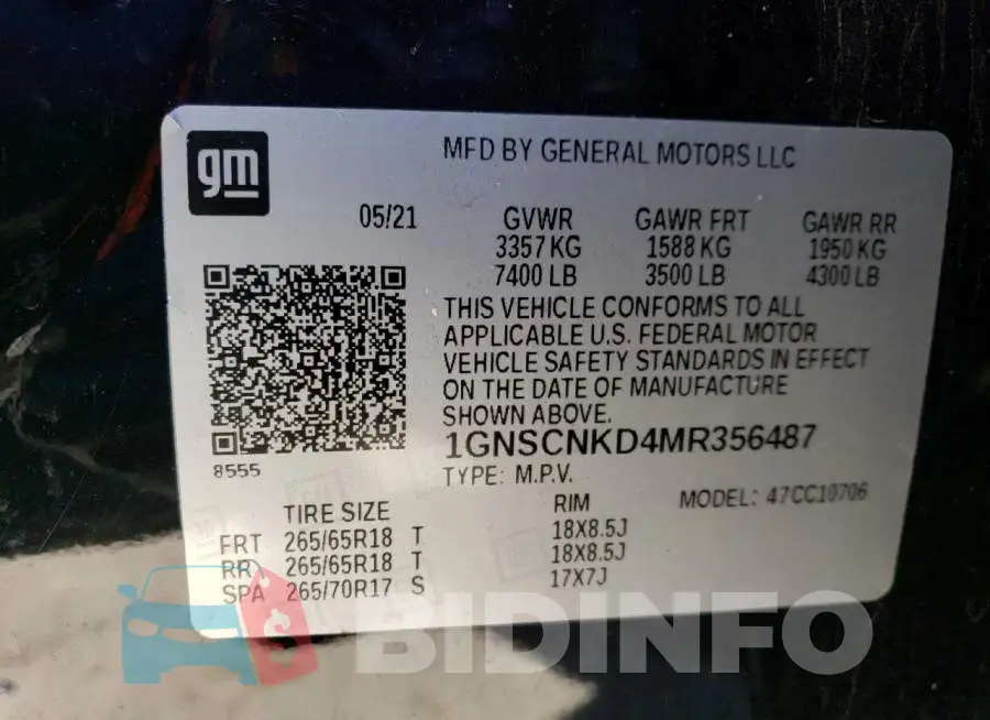 1GNSCNKD4MR356487 Photo# 12