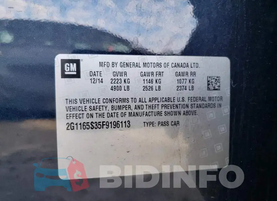 2G1165S35F9196113 Photo# 13