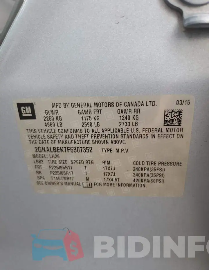 2GNALBEK7F6307352 Photo# 10