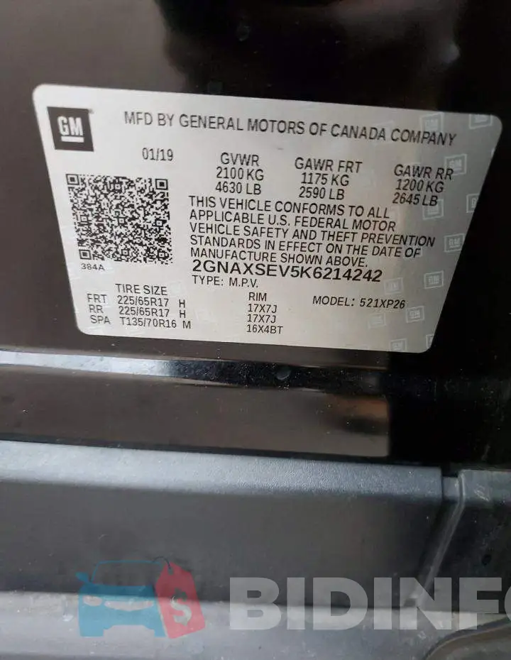 2GNAXSEV5K6214242 Photo# 12