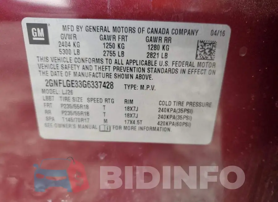 2GNFLGE33G6337428 Photo# 13