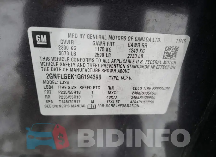 2GNFLGEK1G6194390 Photo# 14