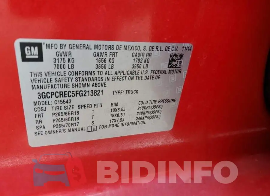 3GCPCREC5FG213821 Photo# 12