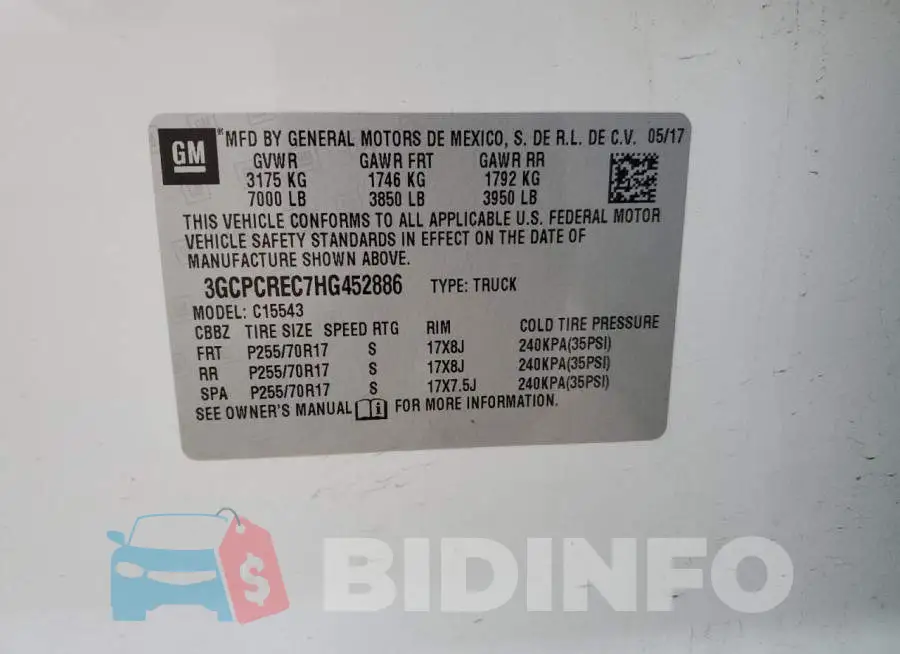 3GCPCREC7HG452886 Photo# 13