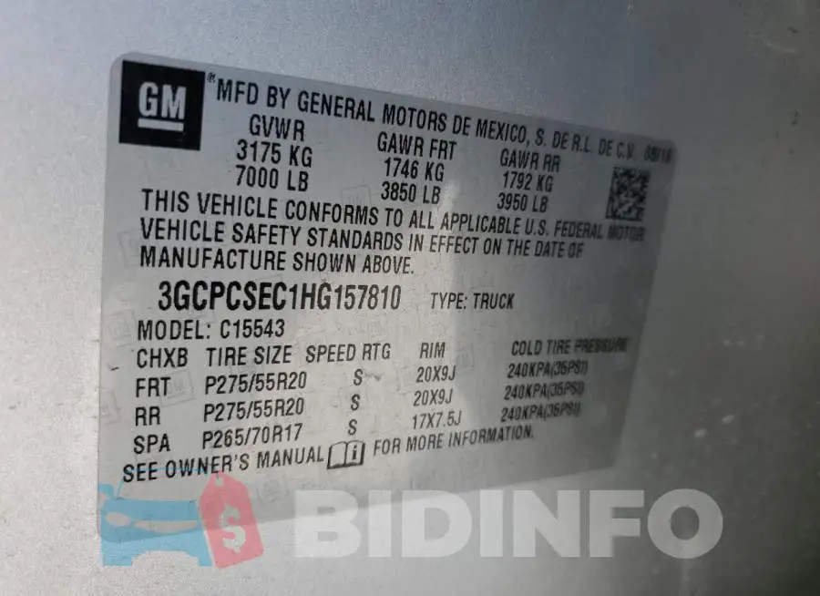 3GCPCSEC1HG157810 Photo# 12