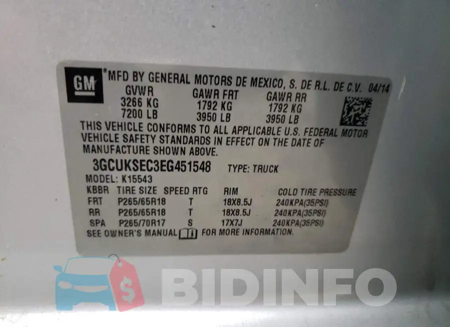 3GCUKSEC3EG451548 Photo# 12