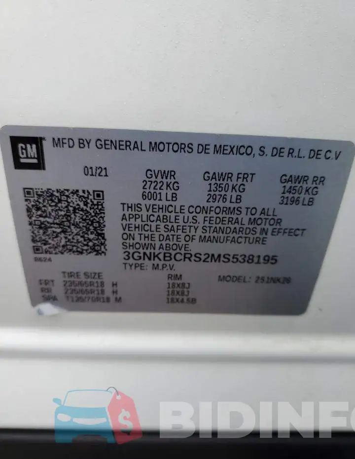 3GNKBCRS2MS538195 Photo# 13