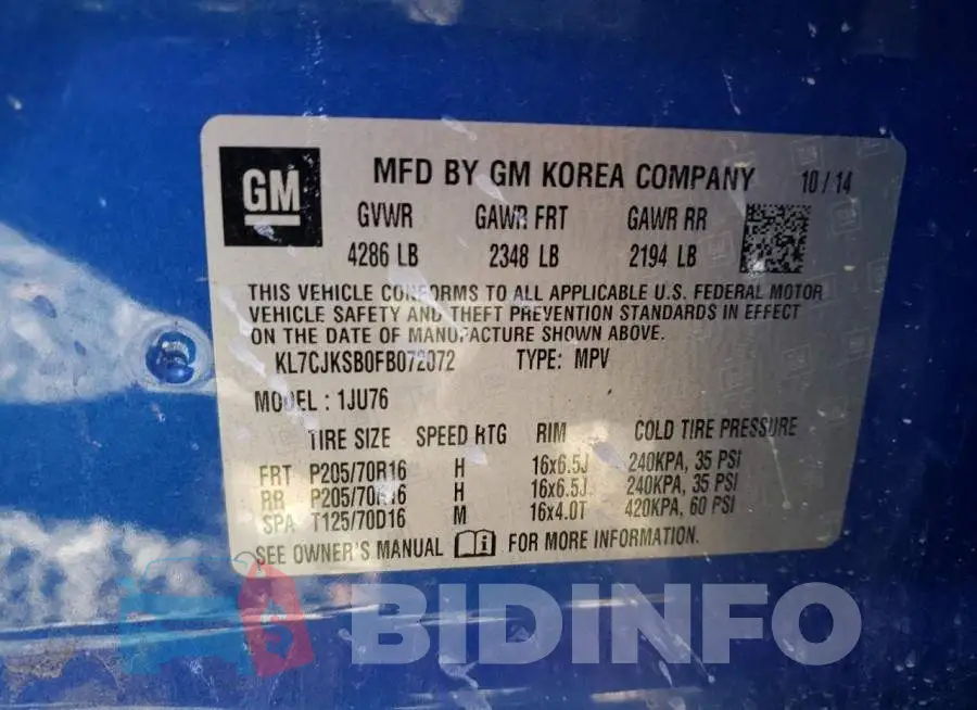 KL7CJKSB0FB072072 Photo# 10