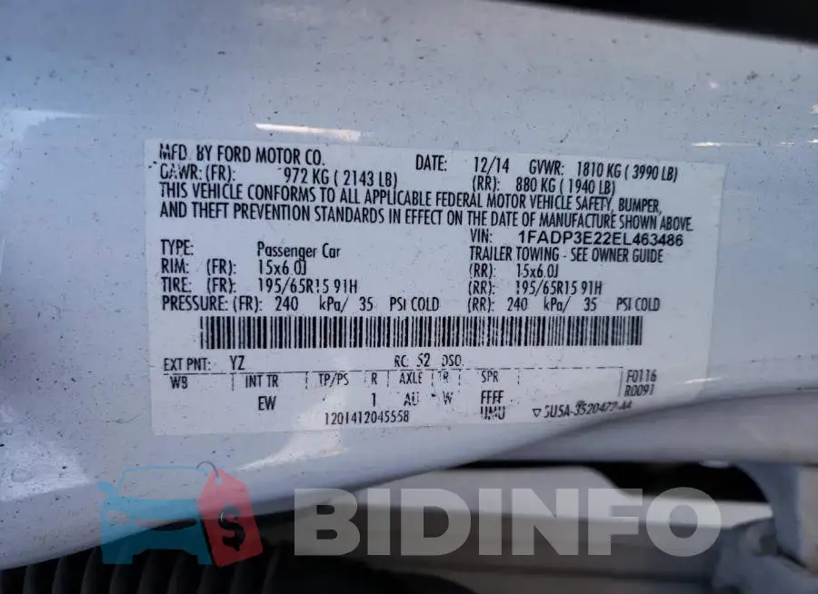 1FADP3E22EL463486 Photo# 12