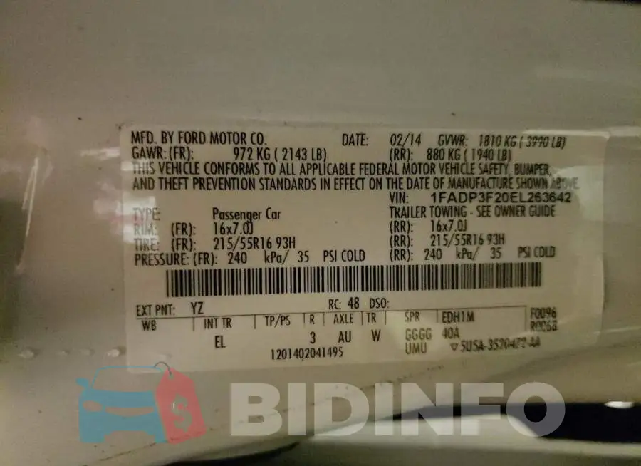 1FADP3F20EL263642 Photo# 10