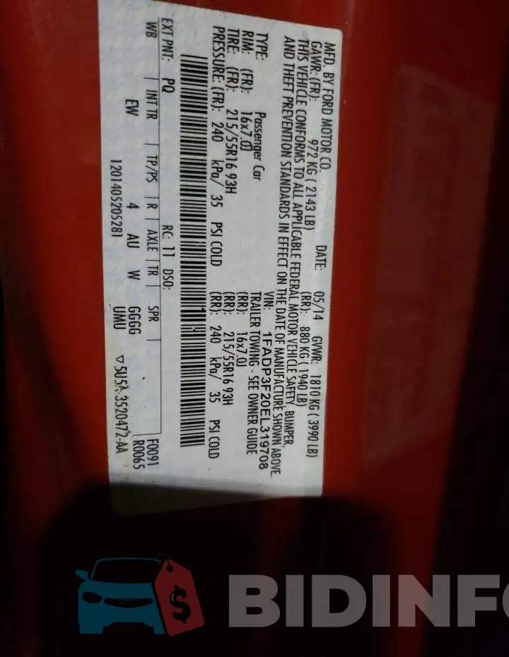 1FADP3F20EL319708 Photo# 12