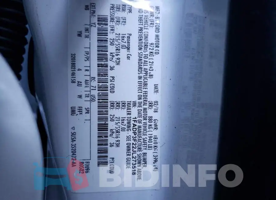 1FADP3F22JL273518 Photo# 12