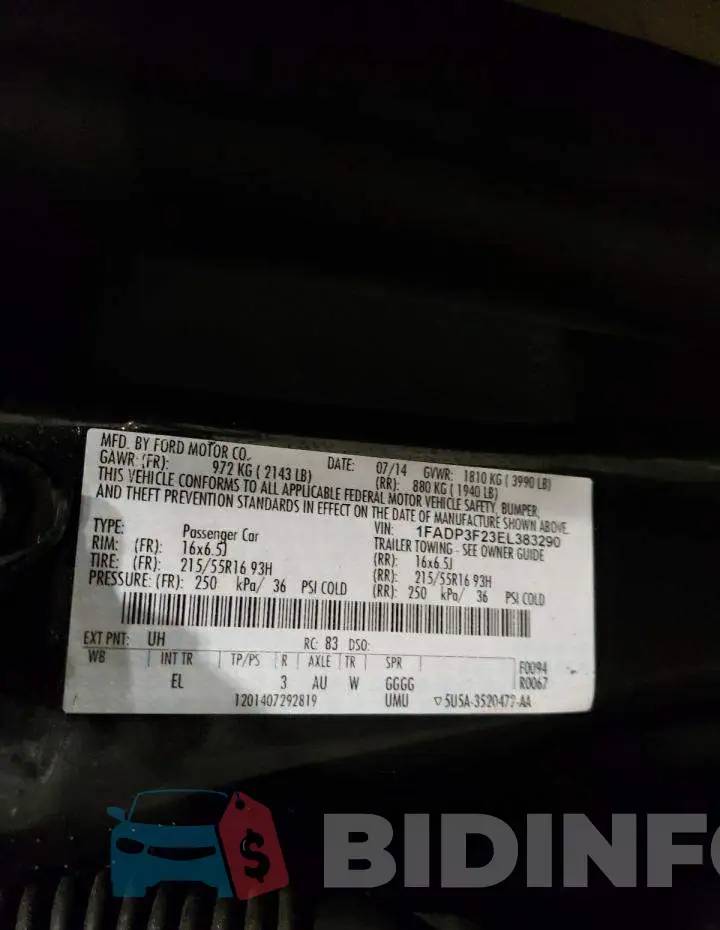 1FADP3F23EL383290 Photo# 12