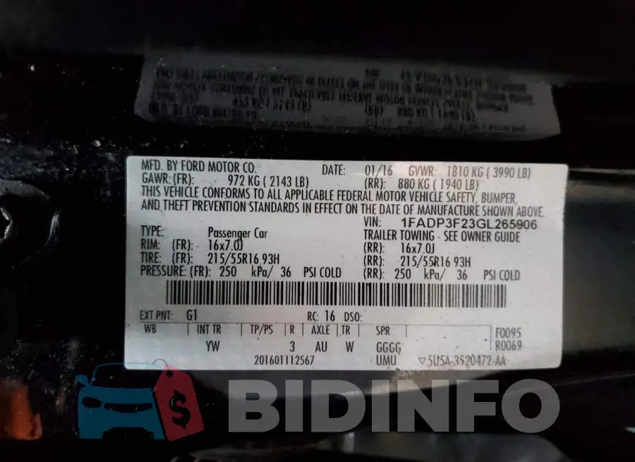 1FADP3F23GL265906 Photo# 13