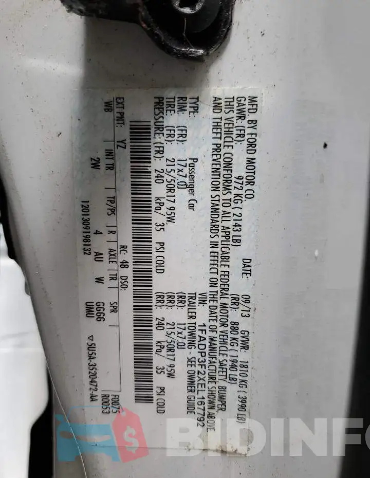 1FADP3F2XEL167792 Photo# 12