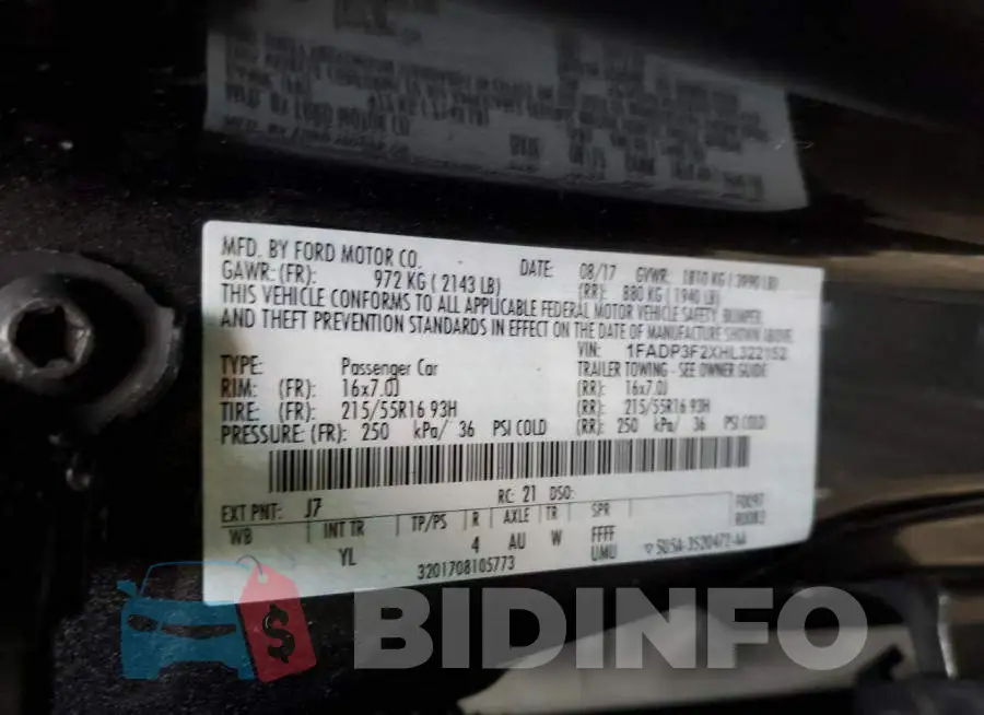 1FADP3F2XHL322152 Photo# 12