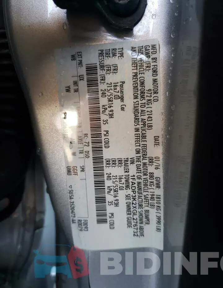 1FADP3K2XGL276732 Photo# 12