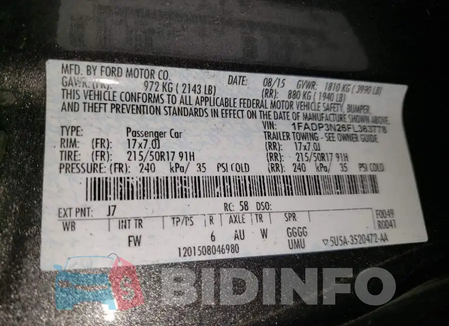 1FADP3N26FL363778 Photo# 12
