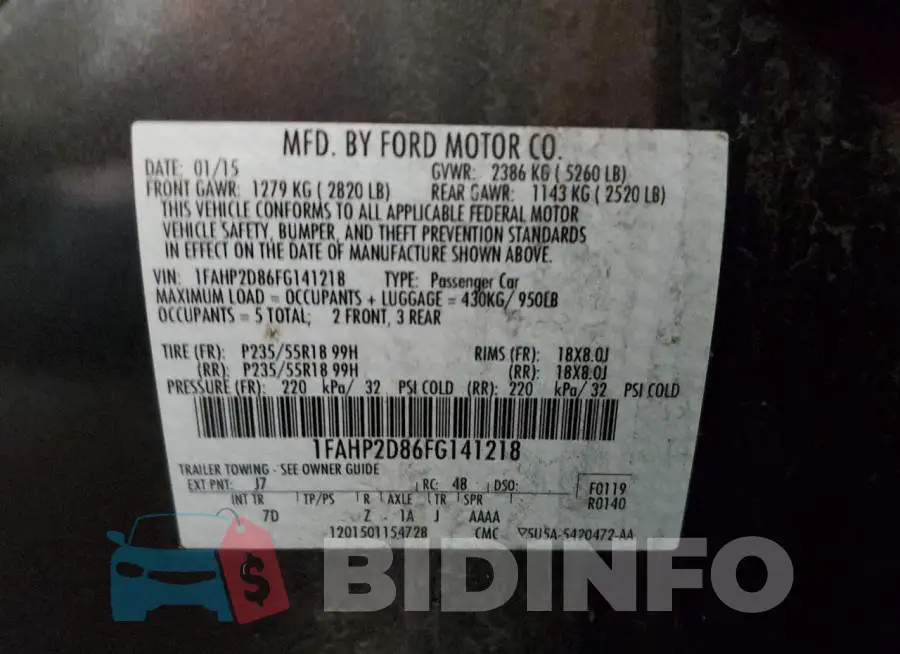 1FAHP2D86FG141218 Photo# 12