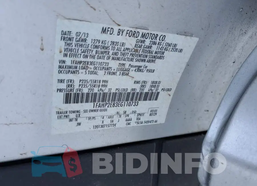 1FAHP2E83EG110733 Photo# 12