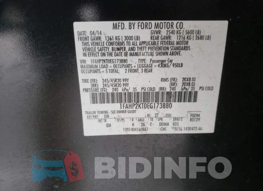 1FAHP2KT0EG173880 Photo# 12
