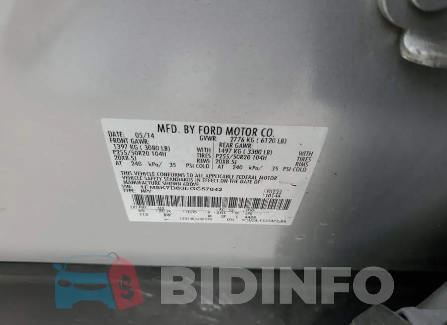 1FM5K7D80EGC57842 Photo# 13