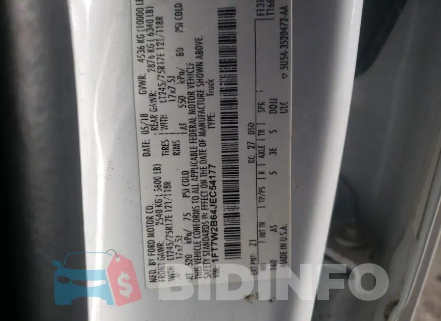 1FT7W2B64JEC54177 Photo# 10