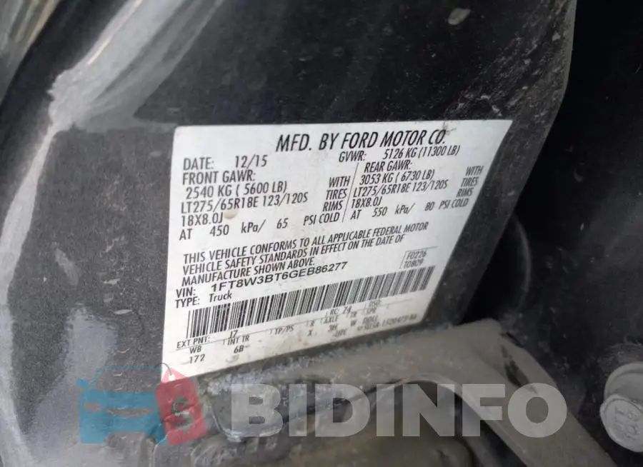 1FT8W3BT6GEB86277 Photo# 12