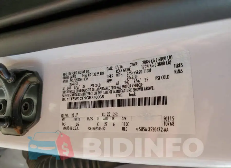 1FTEW1CF9GKF40035 Photo# 10